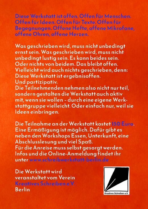 Rückseite des Sommerwerkstatt-26-Flyers mit Werkstattinformationen